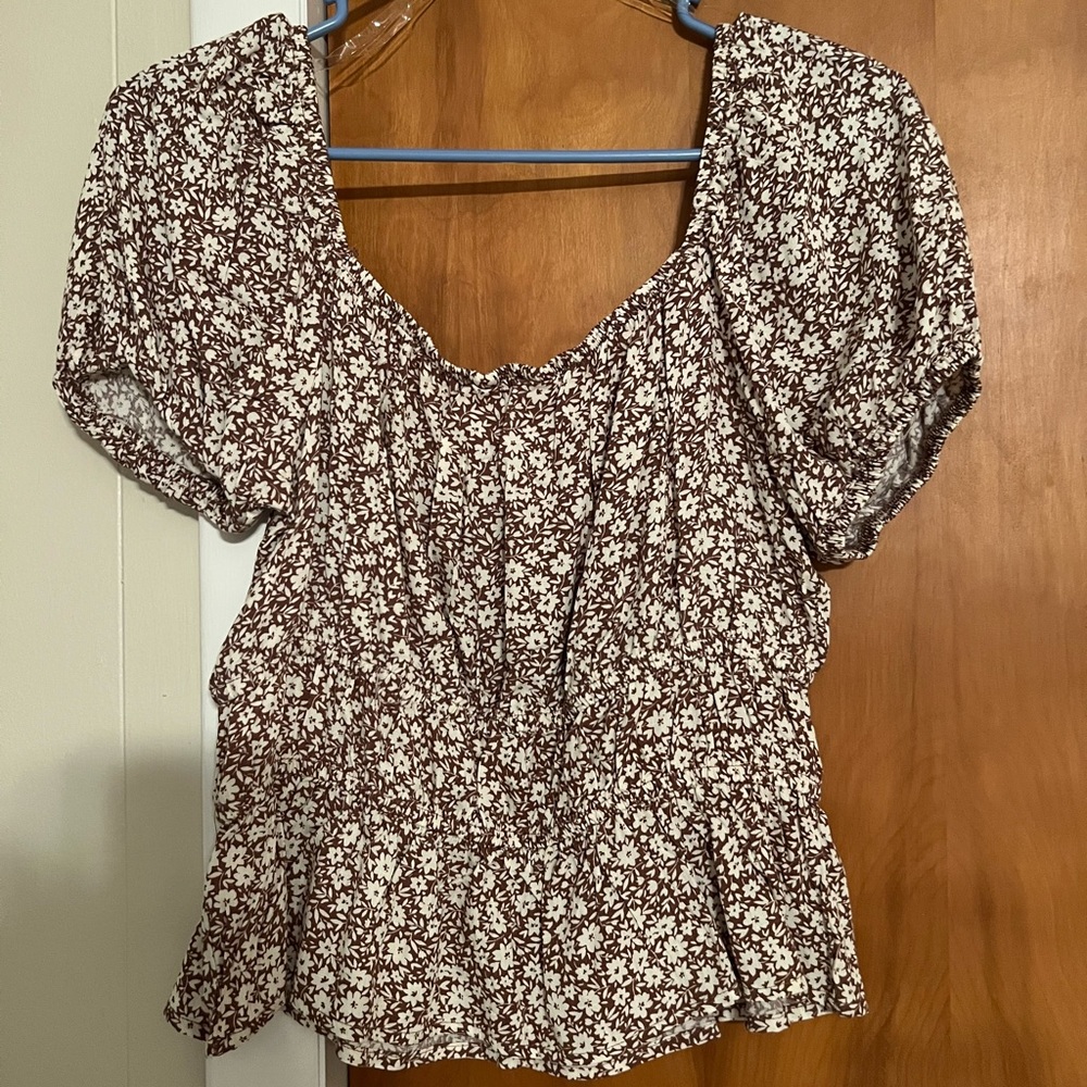 Kohls, Brown Floral, Blouse, Medium